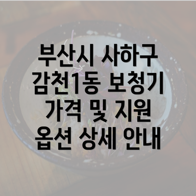 부산시 사하구 감천1동 보청기 가격 및 지원 옵션 상세 안내