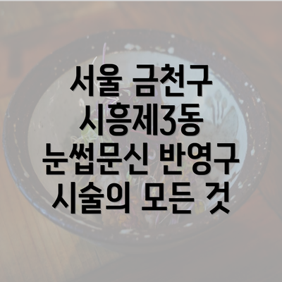 서울 금천구 시흥제3동 눈썹문신 반영구 시술의 모든 것