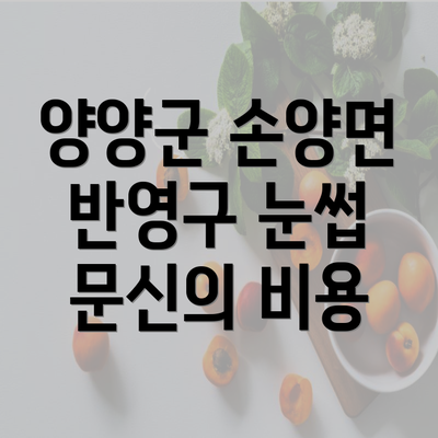 양양군 손양면 반영구 눈썹 문신의 비용