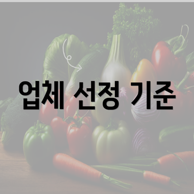 업체 선정 기준