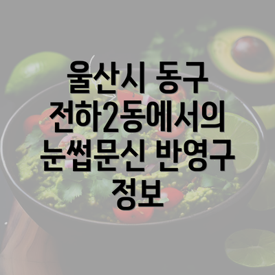 울산시 동구 전하2동에서의 눈썹문신 반영구 정보