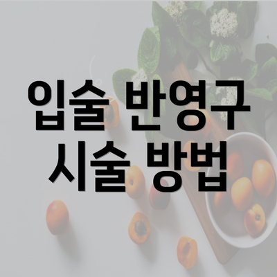 입술 반영구 시술 방법