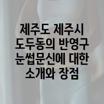 제주도 제주시 도두동의 반영구 눈썹문신에 대한 소개와 장점