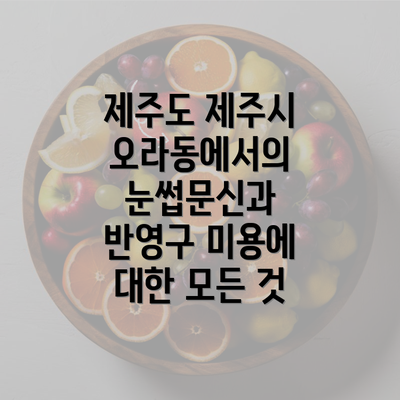 제주도 제주시 오라동에서의 눈썹문신과 반영구 미용에 대한 모든 것