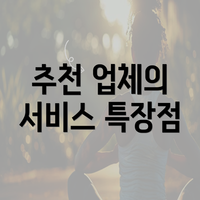 추천 업체의 서비스 특장점