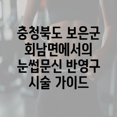 충청북도 보은군 회남면에서의 눈썹문신 반영구 시술 가이드