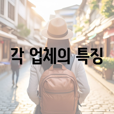 각 업체의 특징