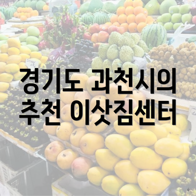 경기도 과천시의 추천 이삿짐센터