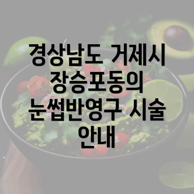 경상남도 거제시 장승포동의 눈썹반영구 시술 안내