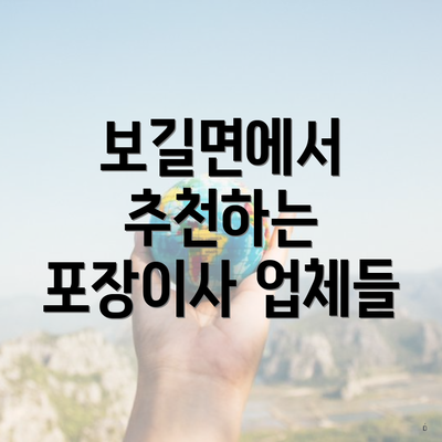 보길면에서 추천하는 포장이사 업체들