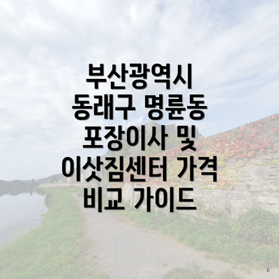 부산광역시 동래구 명륜동 포장이사 및 이삿짐센터 가격 비교 가이드