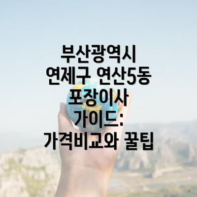 부산광역시 연제구 연산5동 포장이사 가이드: 가격비교와 꿀팁