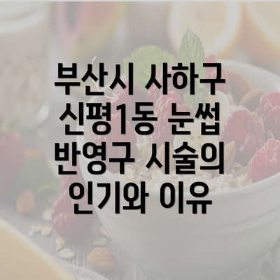 부산시 사하구 신평1동 눈썹 반영구 시술의 인기와 이유