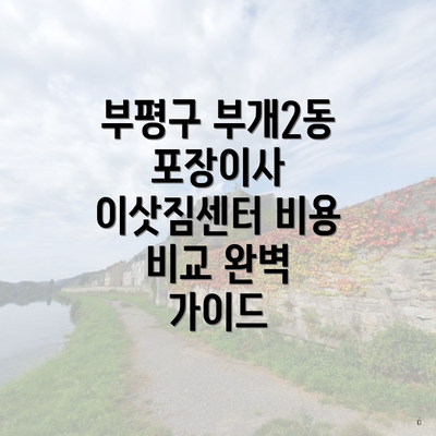 부평구 부개2동 포장이사 이삿짐센터 비용 비교 완벽 가이드