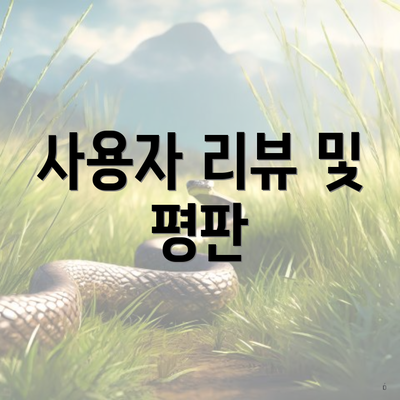 사용자 리뷰 및 평판