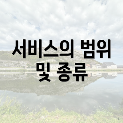 서비스의 범위 및 종류