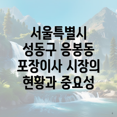 서울특별시 성동구 응봉동 포장이사 시장의 현황과 중요성