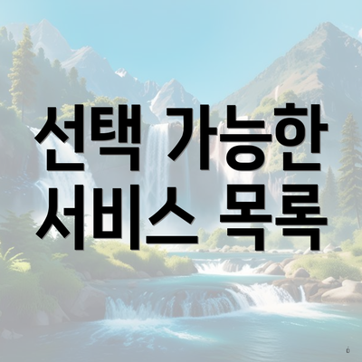 선택 가능한 서비스 목록