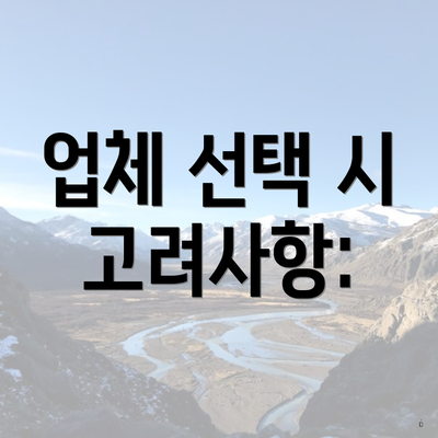 업체 선택 시 고려사항: