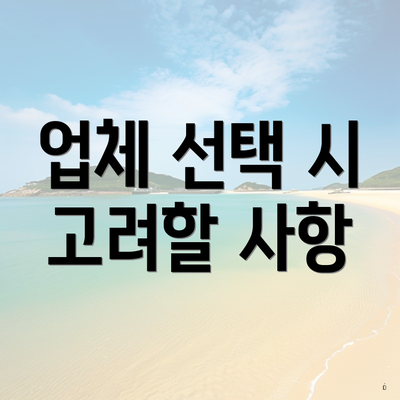 업체 선택 시 고려할 사항