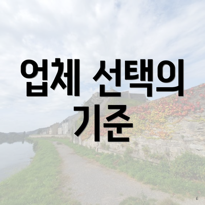 업체 선택의 기준