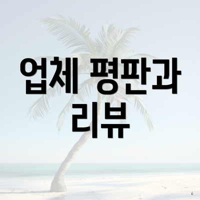 업체 평판과 리뷰