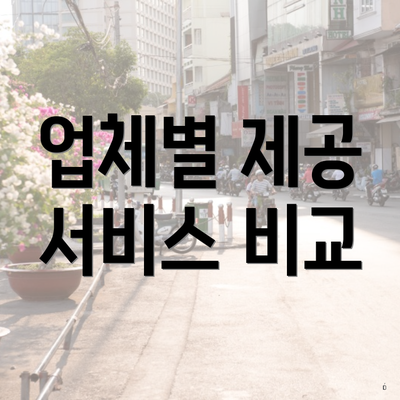 업체별 제공 서비스 비교