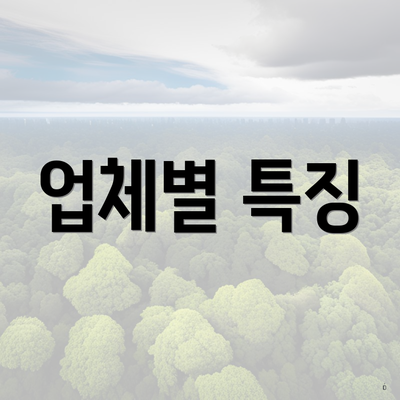 업체별 특징