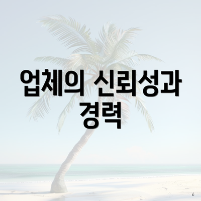 업체의 신뢰성과 경력