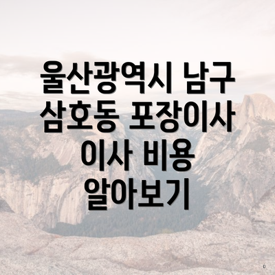 울산광역시 남구 삼호동 포장이사 이사 비용 알아보기