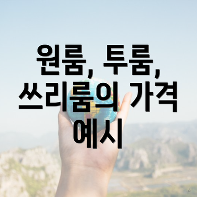 원룸, 투룸, 쓰리룸의 가격 예시