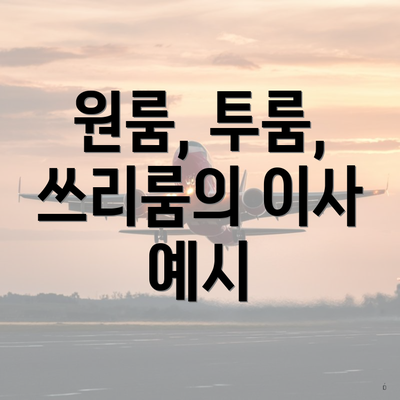 원룸, 투룸, 쓰리룸의 이사 예시