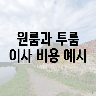 원룸과 투룸 이사 비용 예시