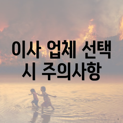 이사 업체 선택 시 주의사항