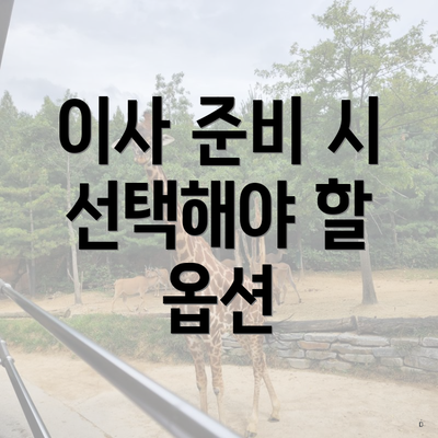 이사 준비 시 선택해야 할 옵션