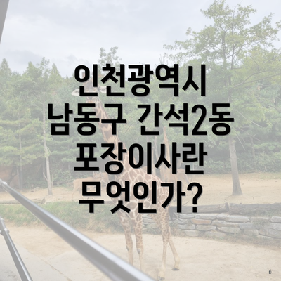 인천광역시 남동구 간석2동 포장이사란 무엇인가?