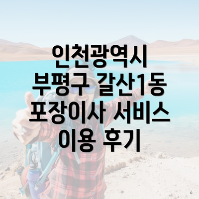 인천광역시 부평구 갈산1동 포장이사 서비스 이용 후기