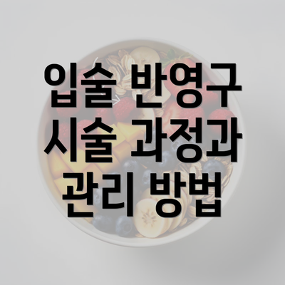 입술 반영구 시술 과정과 관리 방법