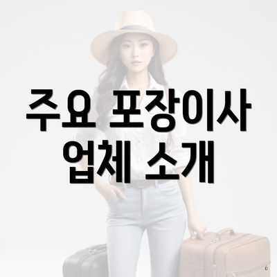 주요 포장이사 업체 소개