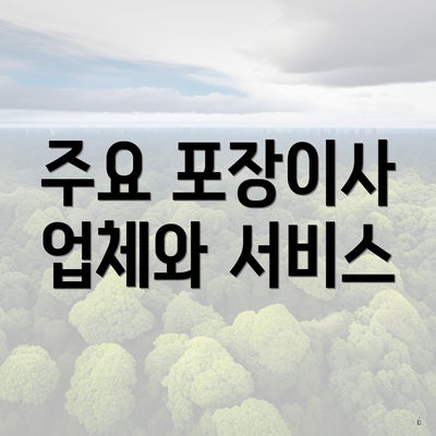 주요 포장이사 업체와 서비스