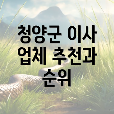 청양군 이사 업체 추천과 순위