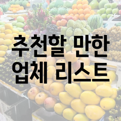 추천할 만한 업체 리스트