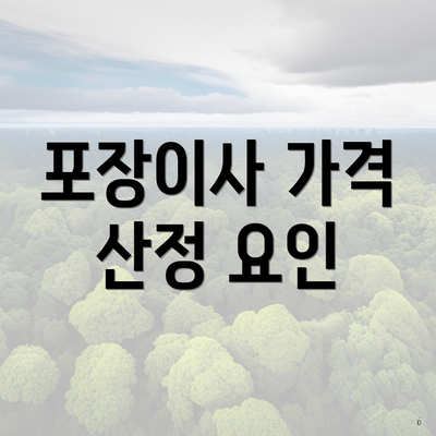 포장이사 가격 산정 요인