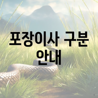 포장이사 구분 안내