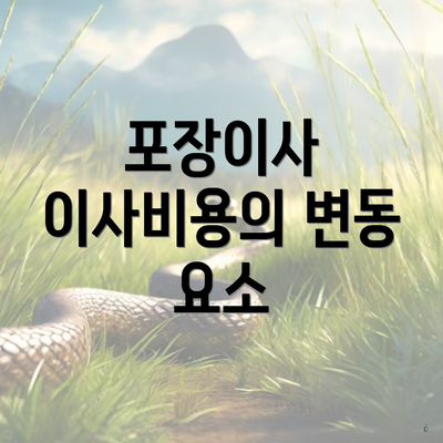 포장이사 이사비용의 변동 요소