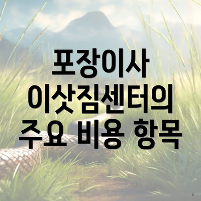 포장이사 이삿짐센터의 주요 비용 항목