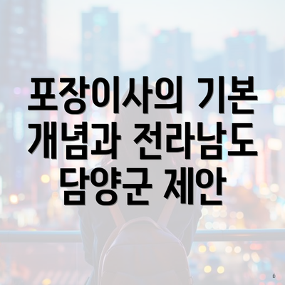 포장이사의 기본 개념과 전라남도 담양군 제안