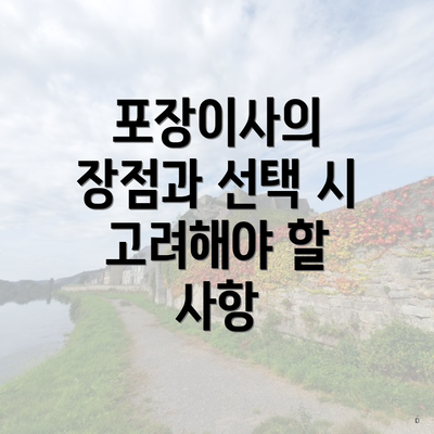 포장이사의 장점과 선택 시 고려해야 할 사항