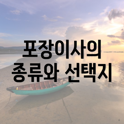 포장이사의 종류와 선택지