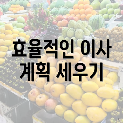 효율적인 이사 계획 세우기